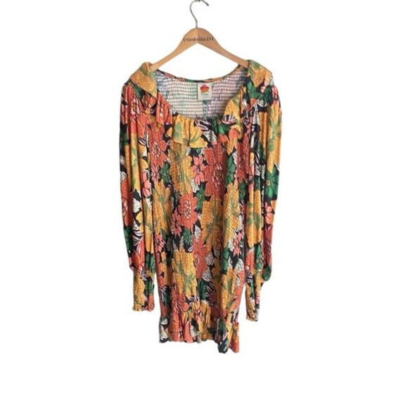 Farm Rio Black Garden Ruffle Mini Dress - Picture 2 of 16